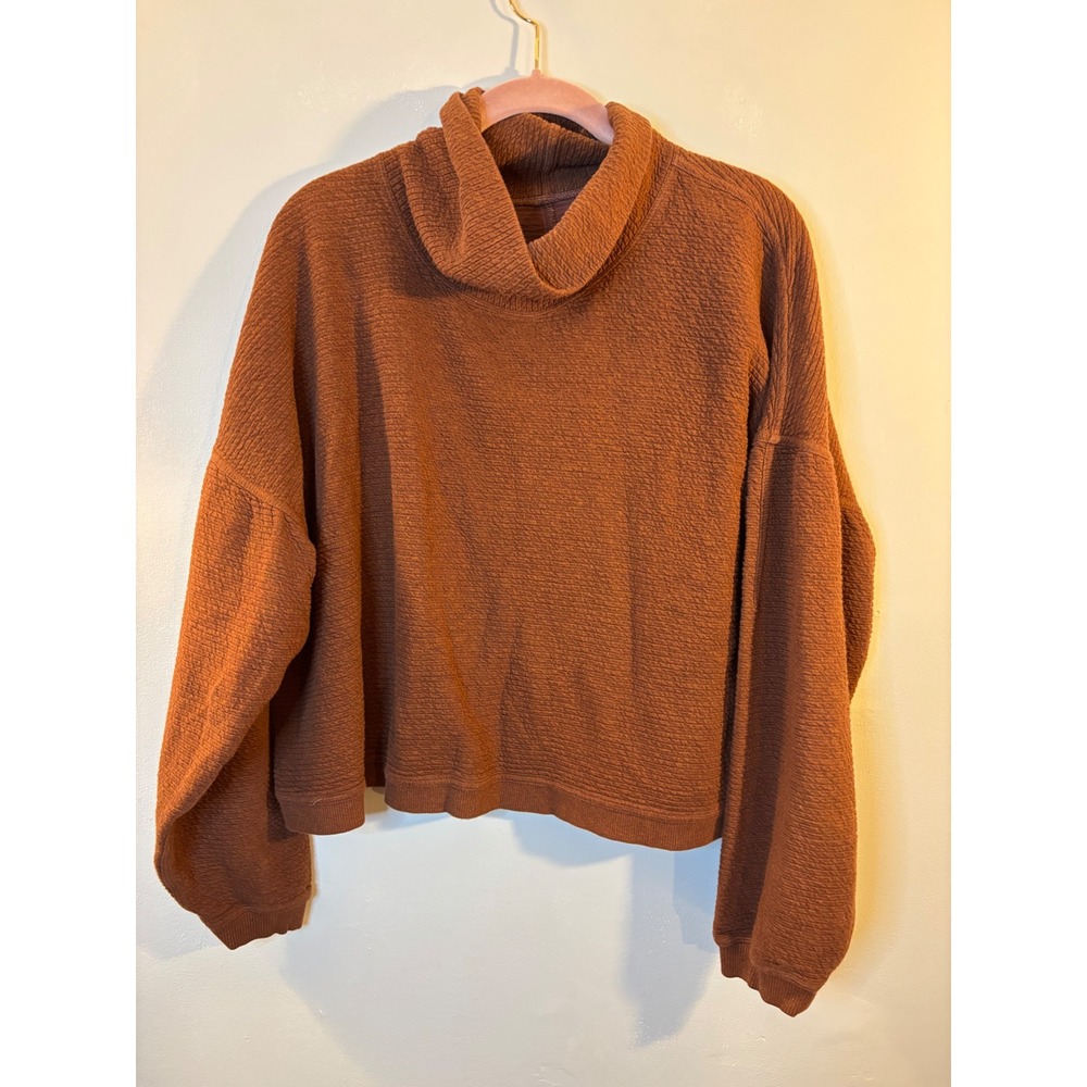 LULULEMON Peaceful Moments Brown Textures Funnel Neck Boxy Top M